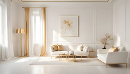 white and gold theme modern interior