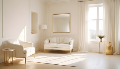 white and gold theme modern interior