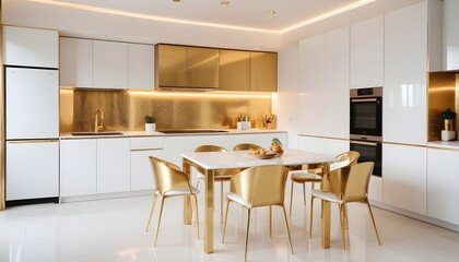 white and gold theme modern interior