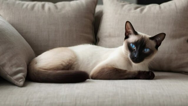 cat laying on a sofa