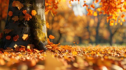 Autumn foliage with a tree in the background Autumn season