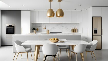 white and gold theme modern interior