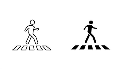 Crosswalk icon set. Pedestrian crossing vector icon illustration isolated on white background
