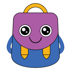 Adobe Illustrator Artwork cute smiley school bag on white background VECTOR Illustration
