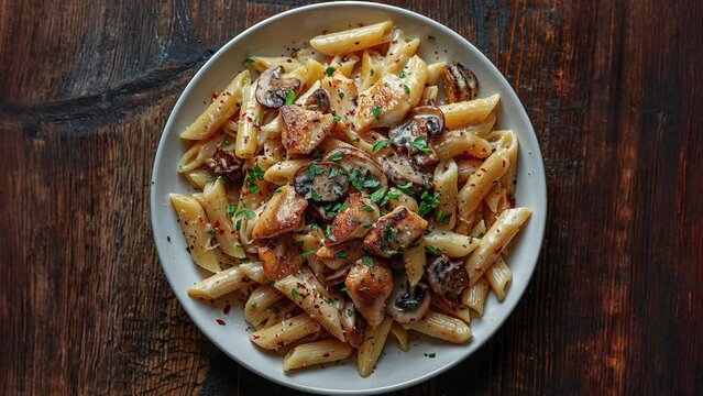 Delicious Penne Pasta with Chicken, Mushrooms, and Fresh Herbs