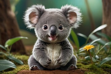 Naklejka premium Cute Koala in a Vibrant Natural Setting
