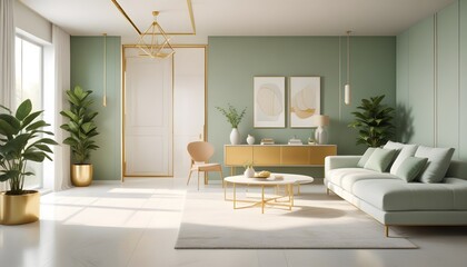 white and gold theme modern interior