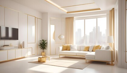 white and gold theme modern interior
