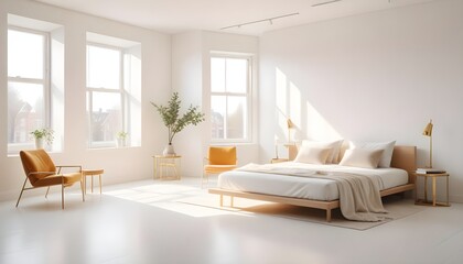 Fototapeta premium white and gold theme modern interior