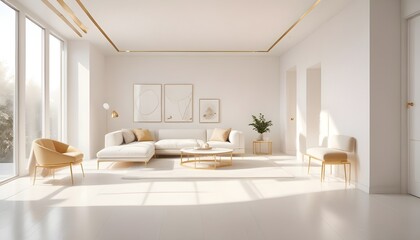 white and gold theme modern interior