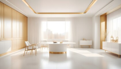 white and gold theme modern interior