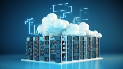 Cloud computing services and storage, isolated on white background, scalable and efficient, highquality graphics, copy space