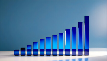 Growing Stock Market Business Graph on a 3D blue chart for Corporations, Companies, and Presentations