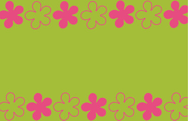 Summer Floral frame. Summer concept design a template for invitations, leaflets and greeting cards. Vector illustration. Trendy border. Green background, Print