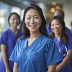 Fototapeta premium Smiling Female Doctor with Medical Team