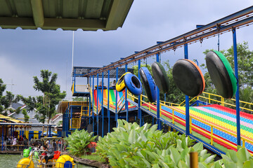 a amusement rides at Blitar Park. blitar, indonesia - 21 may 2024