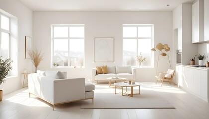 white and gold theme modern interior