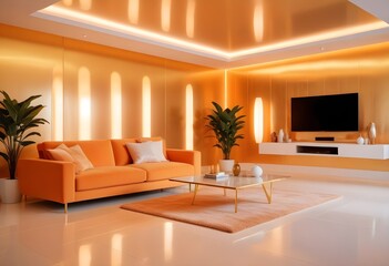 white and gold theme modern interior