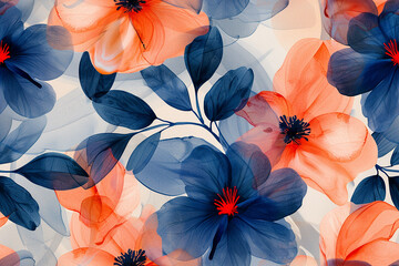 Delicate flowers with a watercolor effect seamless pattern