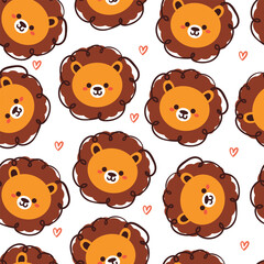 seamless pattern cartoon lion. cute animal wallpaper for textile, gift wrap paper