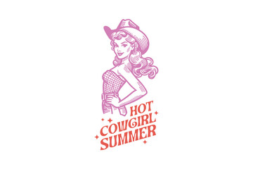Hot Cowgirl Summer Vintage Western Cowgirl SVG Design