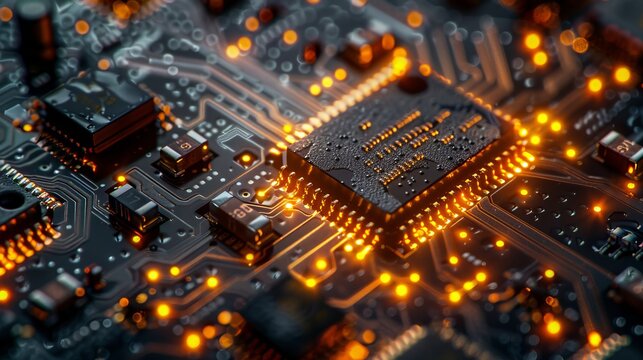 Microchip in the style of Nikon D850, macro photography, 32k UHD, National Geographic photo, high detailed, focus stacking