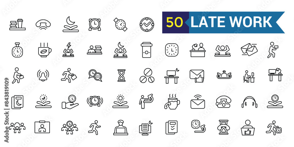 Wall mural late work icon. outline late work vector icon for ui design. outline icon collection. editable strok
