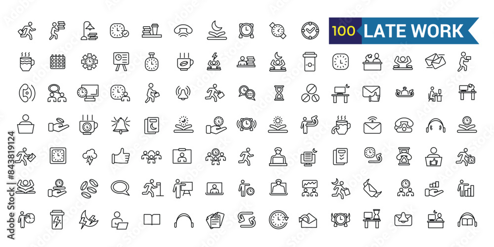 Wall mural late work icon. outline late work vector icon for ui design. outline icon collection. editable strok