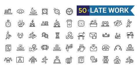 Late work icon. Outline late work vector icon for ui design. Outline icon collection. Editable stroke.