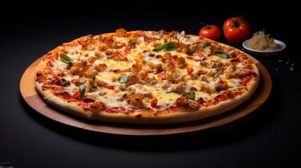 a pizza topped with various types of cheese, each with its unique stretchiness and appearance.