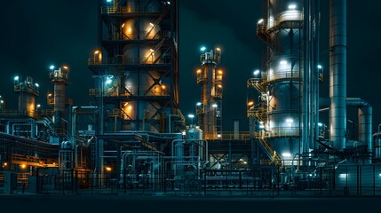 Industrial Complex at Night