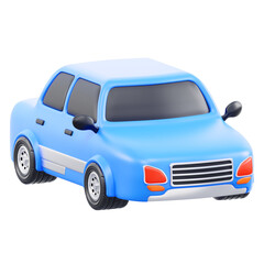 A cartoon blue car 3d icon