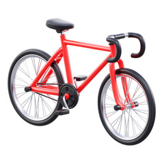 A red bicycle with a black seat and a black handlebar