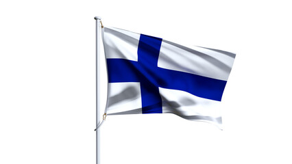 Waving flag of finland isolated on transparent background.