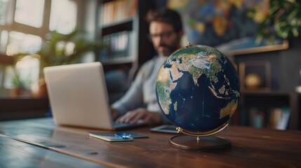 The Globe on Wooden Desk