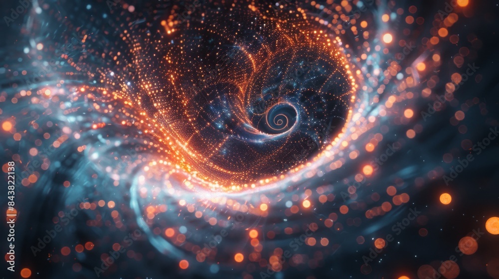 Wall mural A network of glowing lines forms a spiral staircase, leading the viewer deeper into a digital world.