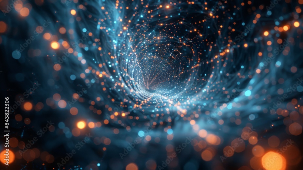Wall mural a network of glowing lines forms a vortex, drawing the viewer's attention inwards.