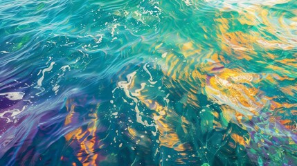 In the midst of the vast ocean natures own kaleidoscope takes shape. Swirls and patches of brilliant colors dominate the water making for a picturesque view.