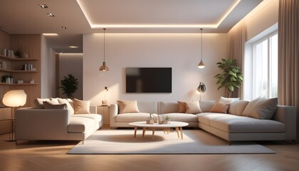 Fototapeta premium white and gold theme modern interior