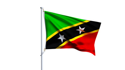 Waving flag of Saint Kitts and Nevis isolated on transparent background.