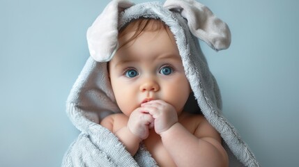 The baby with bunny ears