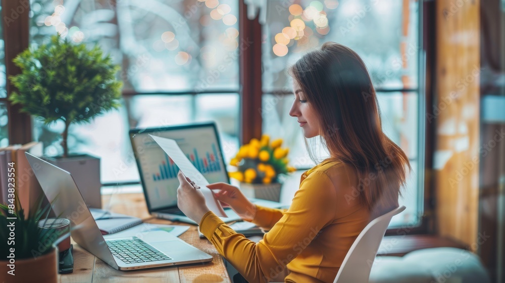 Canvas Prints the woman analyzing documents