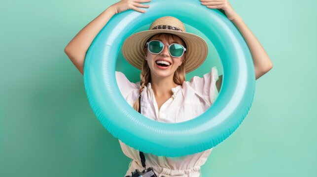 The woman with inflatable ring