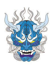 demon mask oni is mean demon logo illustration design for sukajan is mean japan traditional cloth or t-shirt,Embroidery Men T-shirts Summer Casual Short Sleeve Hip Hop T Shirt Streetwear