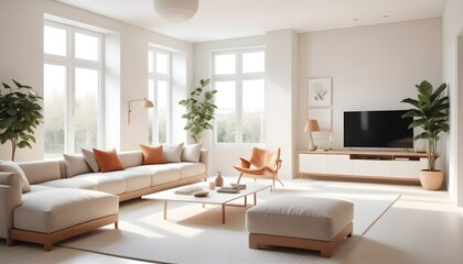 Fototapeta premium white and gold theme modern interior