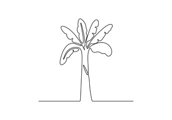 Banana tree continuous one line drawing vector illustration. Pro vector