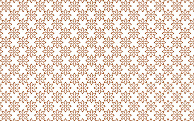 Golden vector floral seamless pattern. Abstract luxury geometric ornamental texture with small flower silhouettes. Gold and white simple ornament in oriental style.