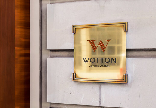 Entrance Logo Mockup Template Style Effect Wall Badge Sign Signboard Metal Text Brand Logotype Identity with Generative AI