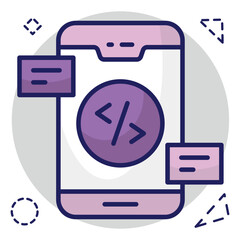 Conceptual flat design icon of mobile coding 