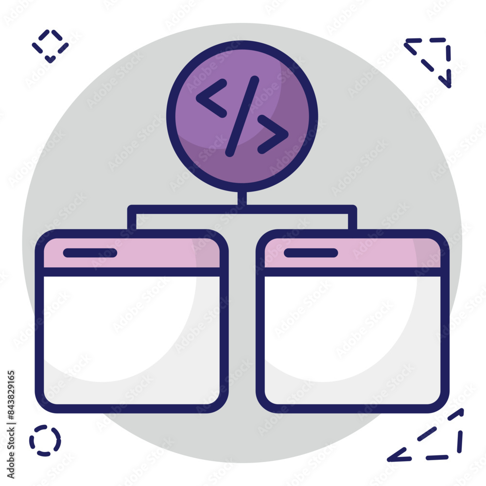 Sticker a flat design icon of web coding